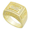 Gold Finish Rectangle Iced CZ  Ring 16MM x 13MM