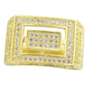 Gold Finish Rectangle Iced CZ  Ring 16MM x 13MM
