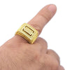 Gold Finish Rectangle Iced CZ  Ring 16MM x 13MM