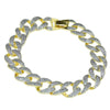 Gold Finish Rounded Cuban Link Glitter Bracelet 8"