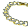 Gold Finish Rounded Cuban Link Glitter Bracelet 8"