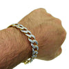 Gold Finish Rounded Cuban Link Glitter Bracelet 8"