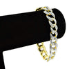 Gold Finish Rounded Cuban Link Glitter Bracelet 8"