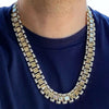 Gold Finish Watch Link Iced Baguettes Chain Necklace 24"