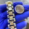 Gold Finish Watch Link Iced Baguettes Chain Necklace 24"