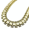 Gold Finish Watch Link Iced Baguettes Chain Necklace 24"