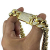 Gold Plated Cuban Link Chain Iced Flooded Out Necklace 20"x 19MM