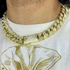 Gold Plated Cuban Link Chain Iced Flooded Out Necklace 20"x 19MM