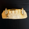 Gold Plated over 925 Silver 2-Tone Diamond Dust Vampire Fang Custom Grillz w/Front Bar