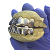 Gold Plated over 925 Silver Two-Tone Diamond-Cut Custom Grillz