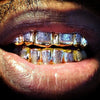 Gold Plated over 925 Silver Two-Tone Diamond-Dust Custom Grillz