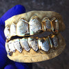 Gold Plated over 925 Silver Two-Tone Diamond-Dust Custom Grillz