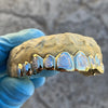 Gold Plated over 925 Silver Two-Tone Diamond-Dust Custom Grillz