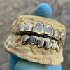 Gold Plated over 925 Silver Two-Tone Diamond-Dust Custom Grillz