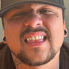 Gold Plated over 925 Silver Two-Tone Diamond Dust Custom Vampire Fangs Grillz