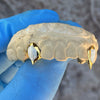 Gold Plated over 925 Silver Two-Tone Diamond Dust Custom Vampire Fangs Grillz