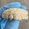 Gold Plated over 925 Silver Two-Tone Diamond Dust Custom Vampire Fangs Grillz