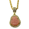 Gold Plated Pink Buddha Rope Chain Necklace 24"