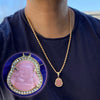 Gold Plated Pink Buddha Rope Chain Necklace 24"