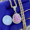 Gold Plated Pink Buddha Rope Chain Necklace 24"