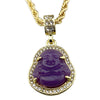 Gold Plated Purple Buddha Rope Chain Necklace 24"