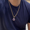 Gold Plated Purple Buddha Rope Chain Necklace 24"