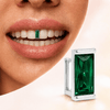 Green Baguette CZ Gap Grill Iced Single Silver Tone Tooth Grillz