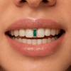Green Baguette CZ Gap Grill Iced Single Silver Tone Tooth Grillz