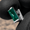 Green Baguette CZ Gap Grill Iced Single Silver Tone Tooth Grillz