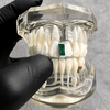 Green Baguette CZ Gap Grill Iced Single Silver Tone Tooth Grillz