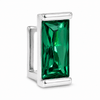 Green Baguette CZ Gap Grill Iced Single Silver Tone Tooth Grillz