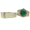 Green Face Gold Finish Nugget Watch & Bracelet Set