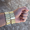 Green Face Gold Finish Nugget Watch & Bracelet Set