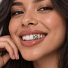 Green Heart CZ Stone Cross Tooth Cap Silver Tone Grillz