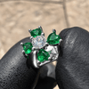 Green Heart CZ Stone Cross Tooth Cap Silver Tone Grillz
