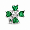 Green Heart CZ Stone Cross Tooth Cap Silver Tone Grillz