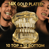 Grillz Set 10 Top Teeth & Ten Bottom Plain 14k Gold Plated