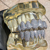Grillz Set Silver Tone 8 Top Eight Bottom Iced CZ Bling Out "Custom-Look" Teeth