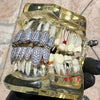 Grillz Set Silver Tone 8 Top Eight Bottom Iced CZ Bling Out "Custom-Look" Teeth