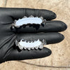Grillz Set Silver Tone 8 Top Eight Bottom Iced CZ Bling Out "Custom-Look" Teeth
