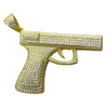 Gun Pistol Iced Pendant Gold Finish Over 925 Sterling Silver