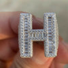 H / 10 925 Sterling Silver Initial Letter Iced Baguette Flooded Out Ring