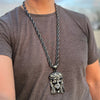Hematite Gunmetal Big Jesus Head Iced Flooded Out Rope Chain Necklace 10MM 30"