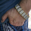 Hip Hop Bracelet Flooded  Out Links Gold Finish 23MM Thick 9"