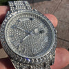 Hip Hop Watch Silver Tone Iced Flooded Out CZ Automatic Self Winding