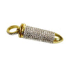 Hollow Bullet Iced Pendant Gold Finish over 925 Sterling Silver