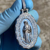 Holy Mary Oval La Virgen De Guadalupe 925 Silver Pendant 2" (Medium)