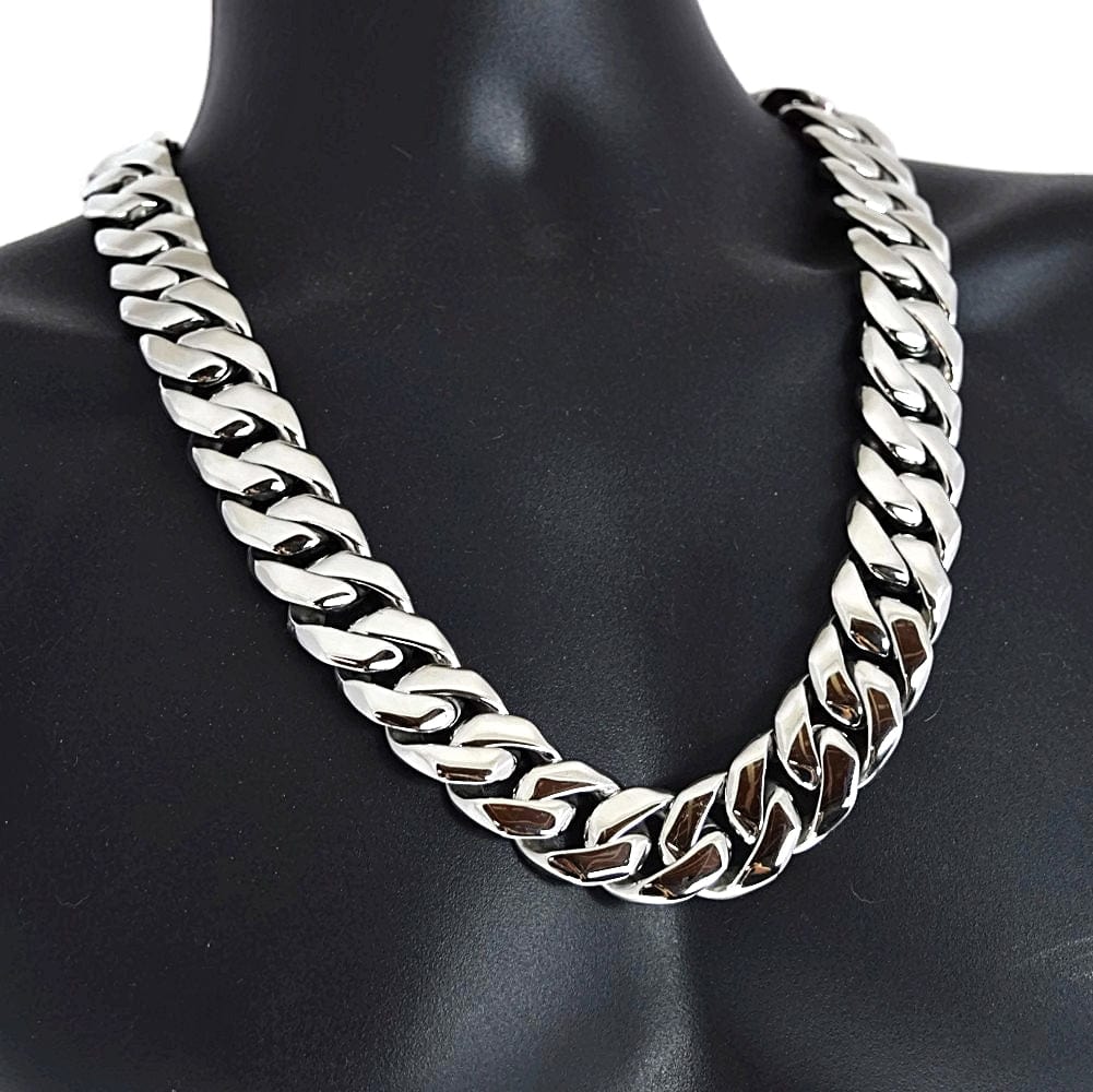 Men's Huge 30MM Thick Chain Silver Cuban Link 316L Stainless Steel 24  Necklace