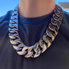 Huge 316L Stainless Steel Silver Cuban Link Chain Necklace 24" x 30MM