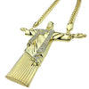 Huge Christ The Redeemer 4.5" Pendant Gold Finish Cuban Chain Necklace 30"